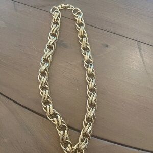 VTG Signed Napier Gold Tone Chunky Oval Link Necklace Fold Over Clasp